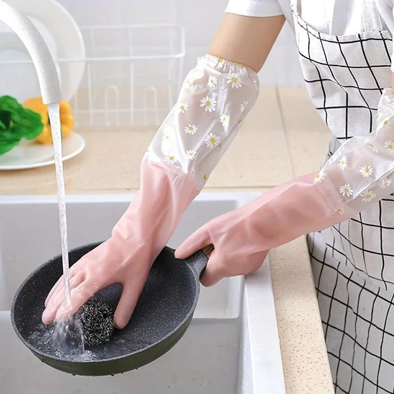 1 Pair Rubber Gloves Long Slee - Dish Glove Rubber recension och pris