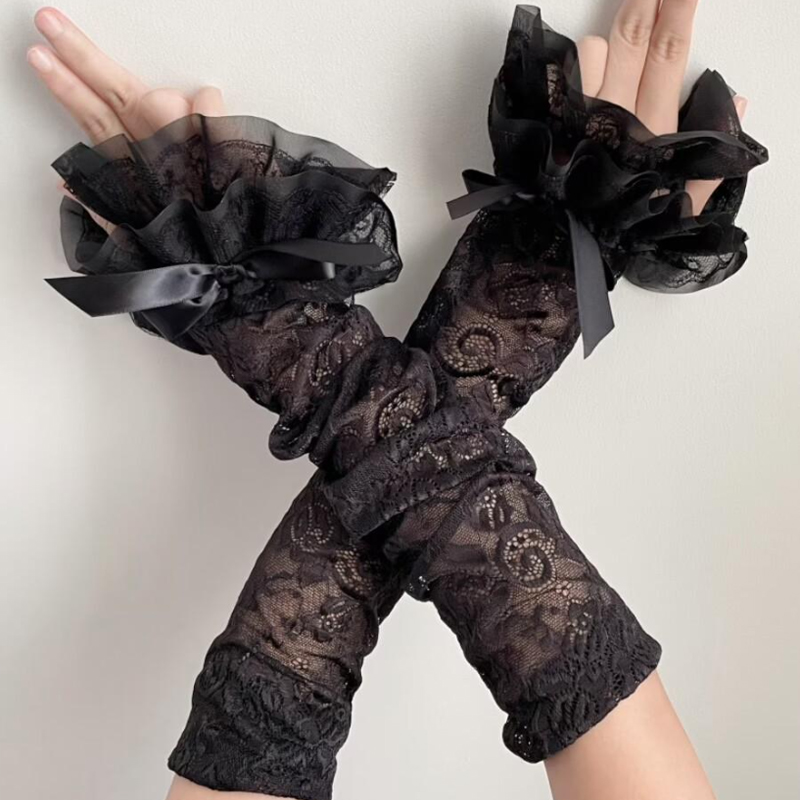 Hollow Out Lace Long Arm Sleev - Fingerless Glove Knit recension och pris