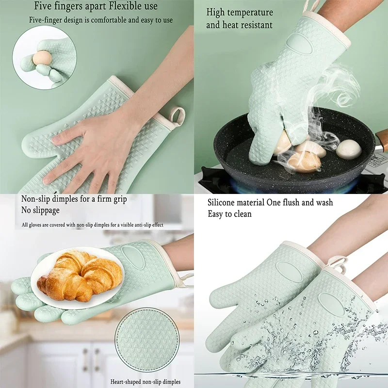Barbecue Oven Gloves Anti-slip - Oven Mitt Silicone recension och pris