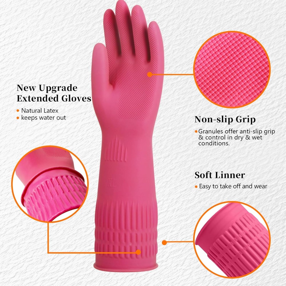 15-Inch Reusable Rubber Gloves - Rubber Glove Cleaning recension och pris