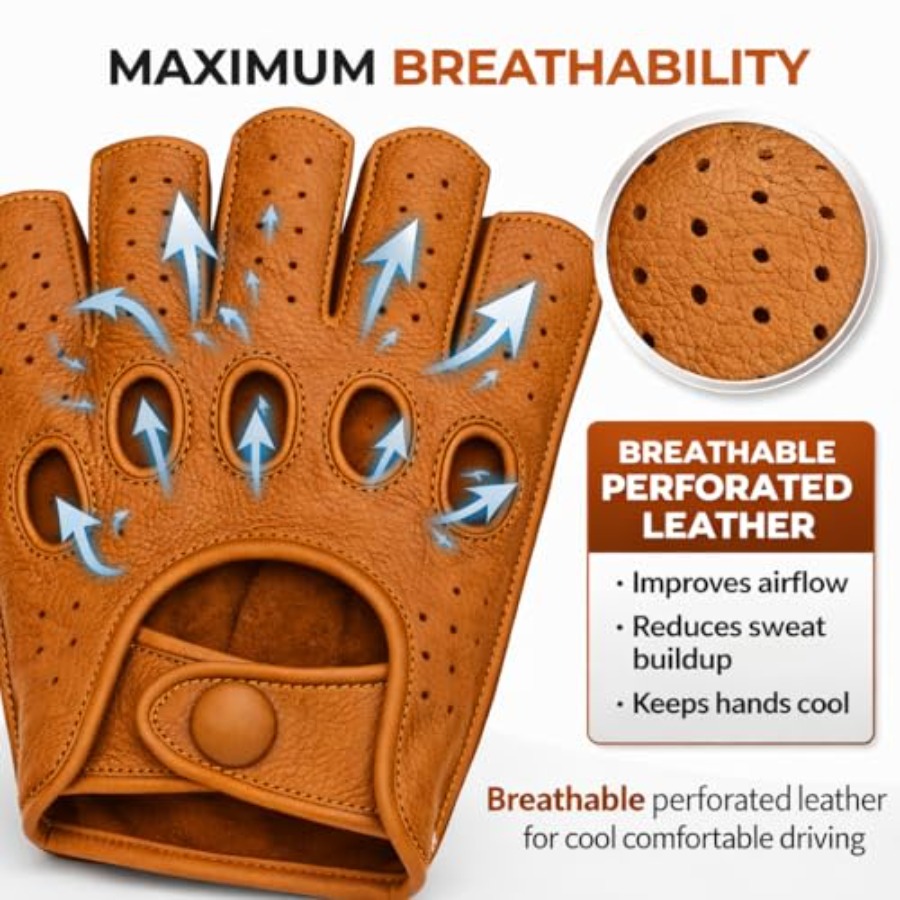 Mens fingerless leather drivin - Leather Driving Glove recension och pris