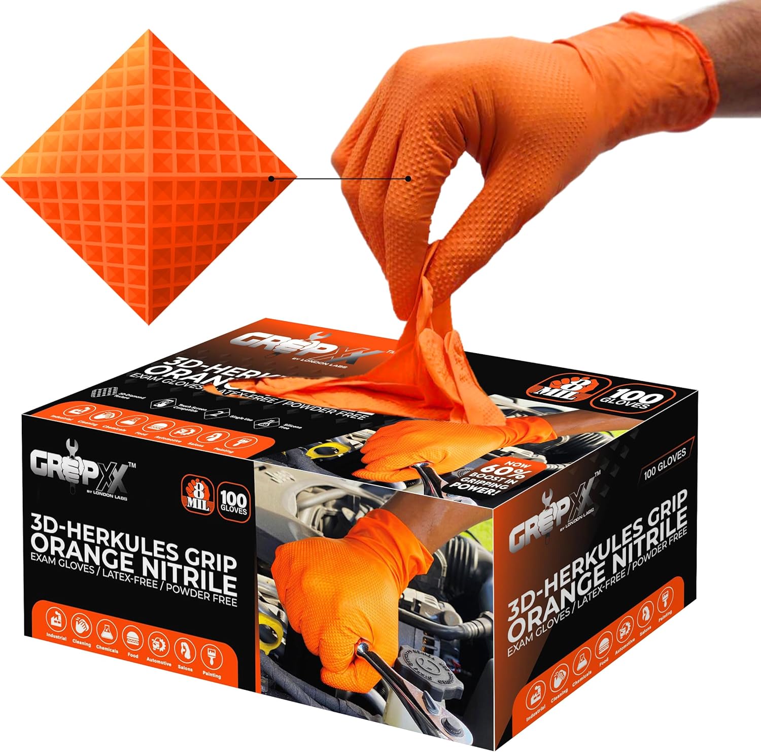 Heavy Duty 8Mil Orange Nitrile - Nitrile Mechanic Glove recension och pris