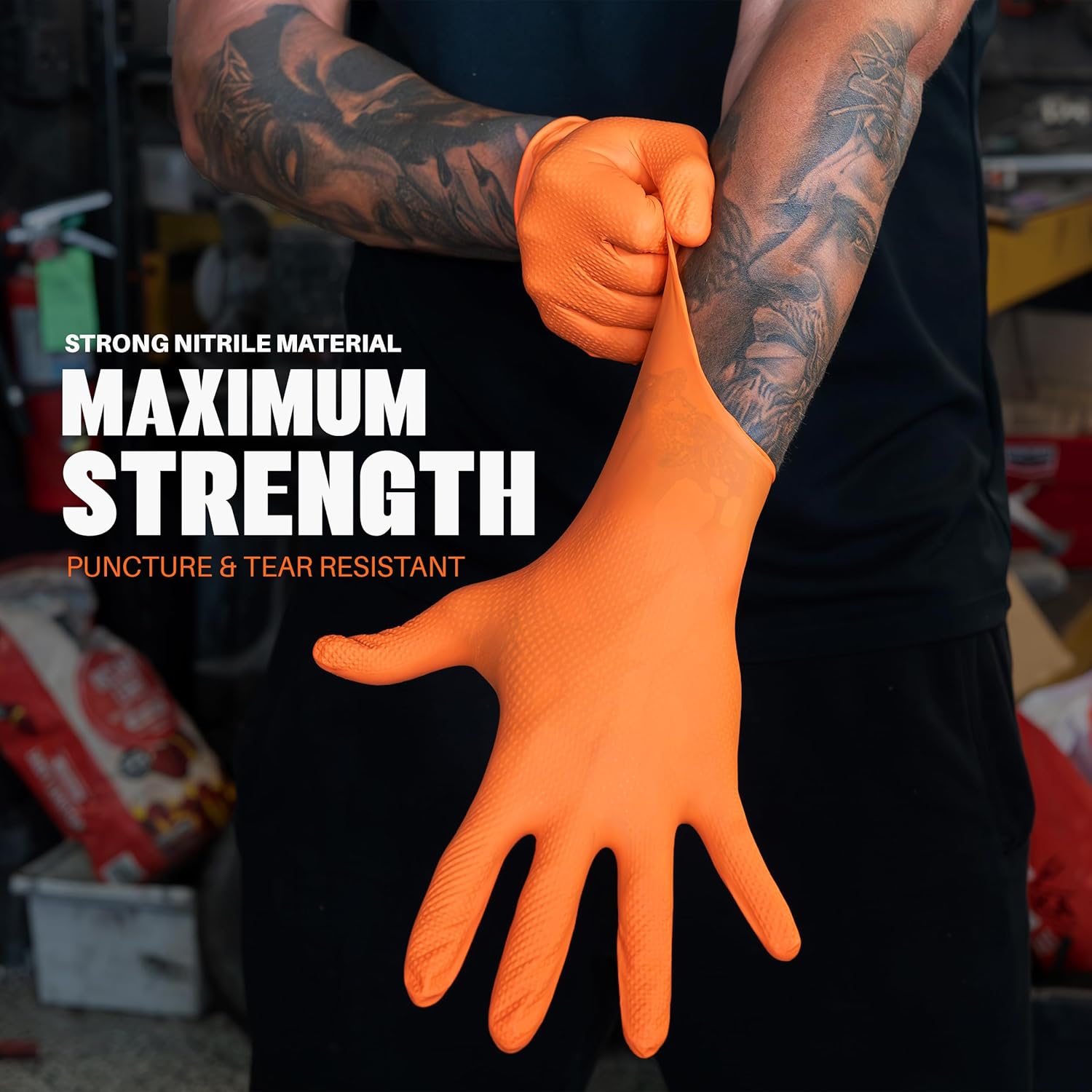 Heavy Duty 8Mil Orange Nitrile - Nitrile Mechanic Glove recension och pris