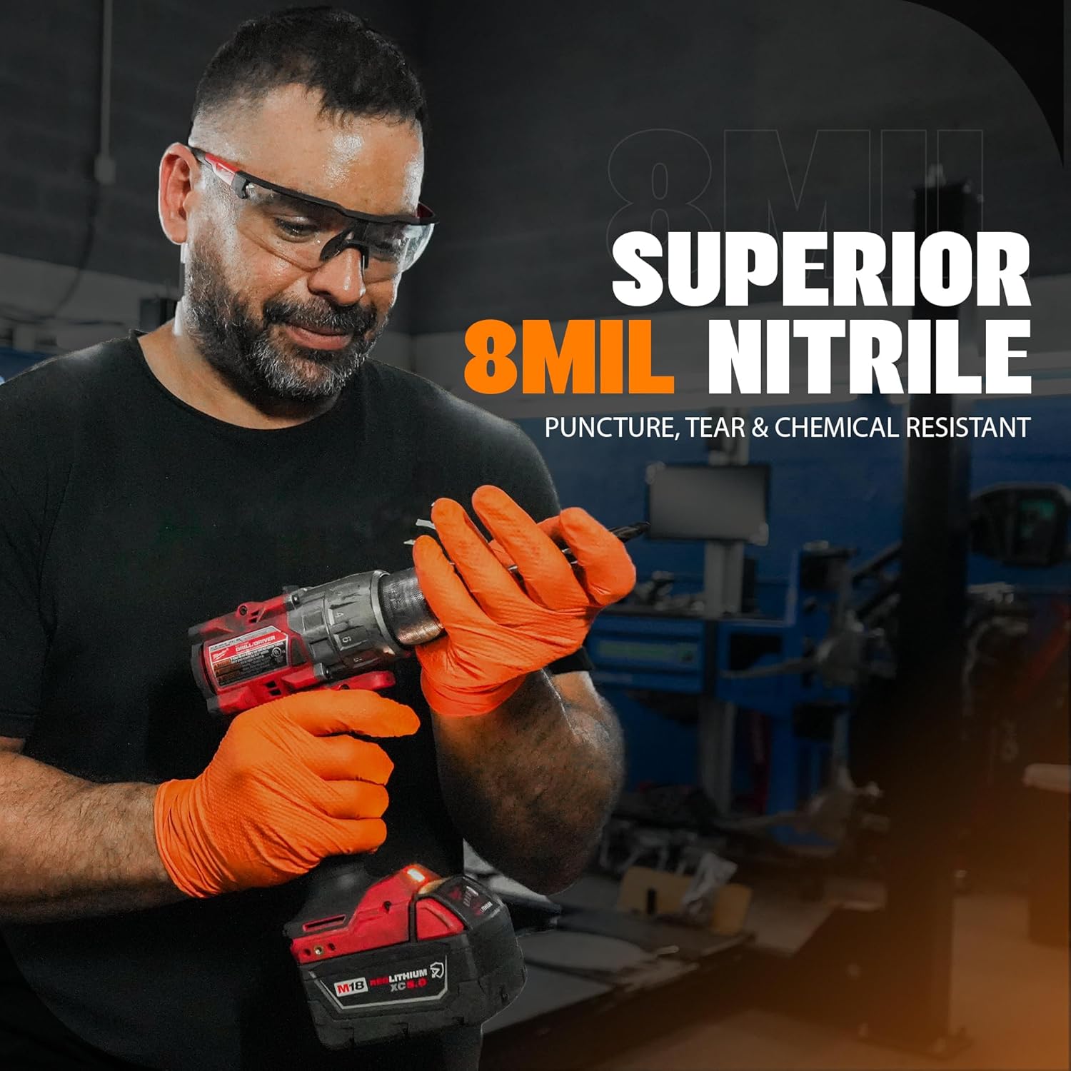 Heavy Duty 8Mil Orange Nitrile - Nitrile Mechanic Glove recension och pris
