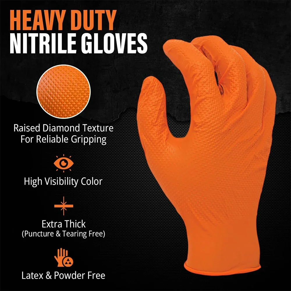 Heavy Duty Orange Nitrile Glov - Nitrile Mechanic Glove recension och pris