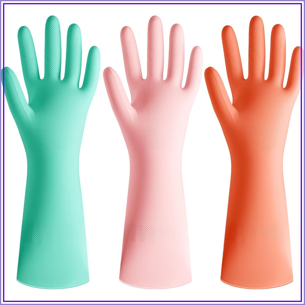 3 Pairs Colorful Rubber Dishwa - Rubber Glove Cleaning recension och pris