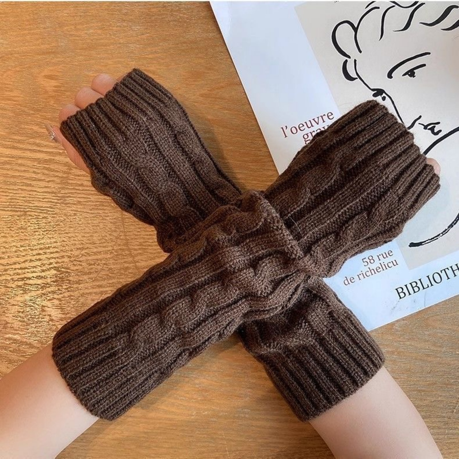 2PCS Cable Knit Fingerless Glo - Fingerless Glove Knit recension och pris