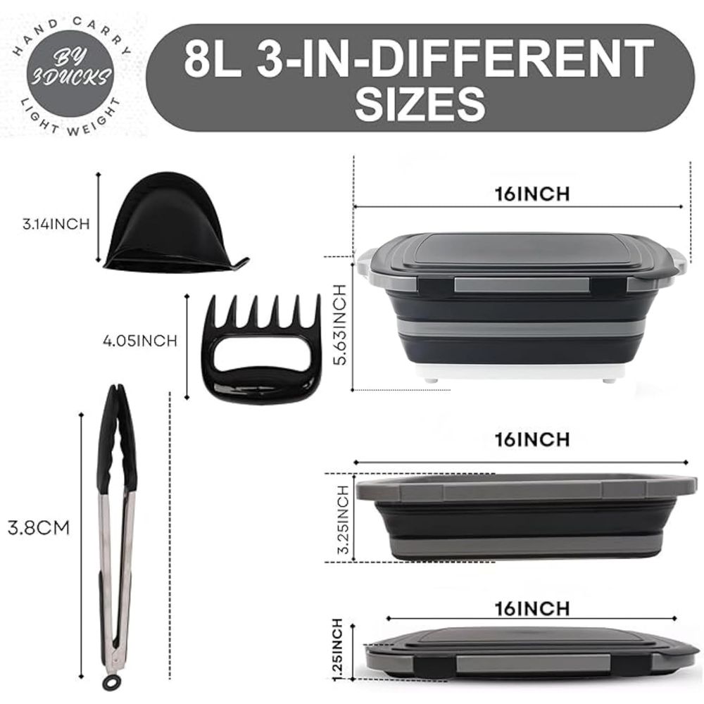 Portable 8L BBQ Prep Tub with  - Heat Resistant Glove recension och pris