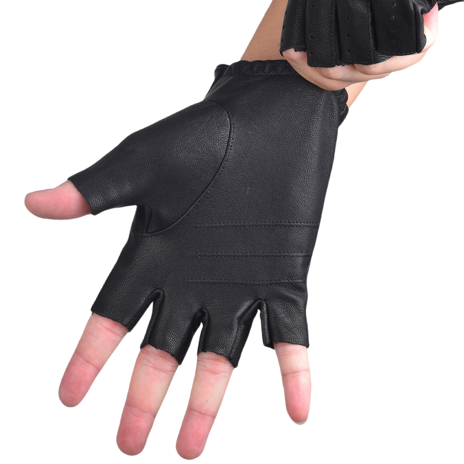 Mens Fingerless Gloves Half Fi - Leather Driving Glove recension och pris